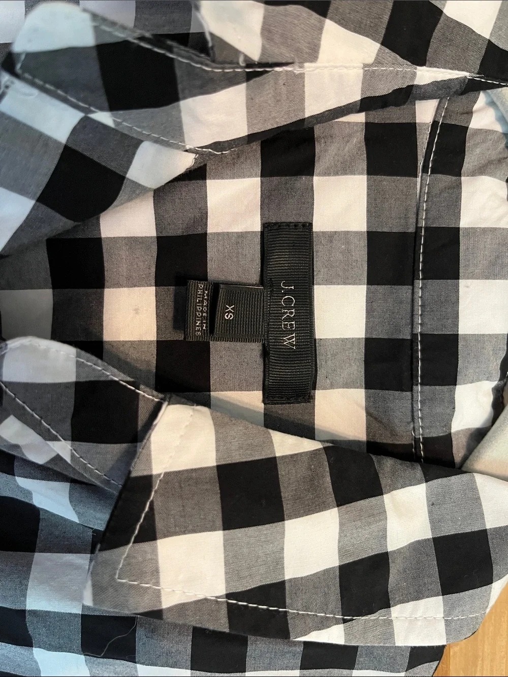 J. Crew Black & White Gingham Mini Shirt Dress